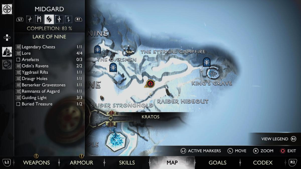 A map to help track down Midgard's Ravens in God of War Ragnarok.
